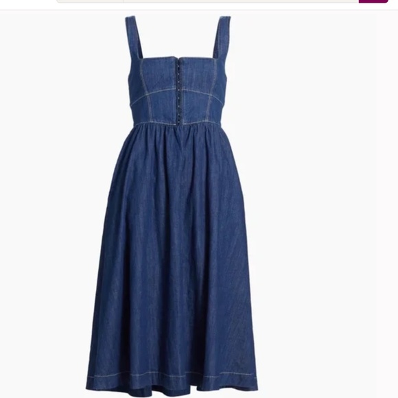 NWT Reformation Tagliatelle Denim Midi Dress - Picture 5 of 8